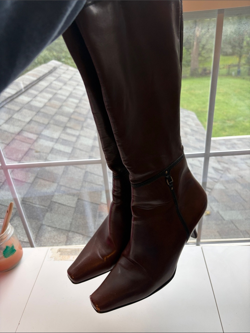 Liz Claiborne Dark Brown Knee-High Leather Heeled Boots